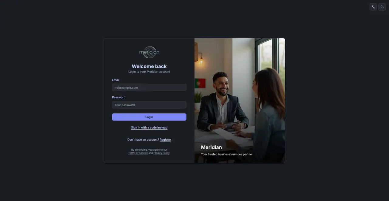 Meridian — the client portal that runs the engagement